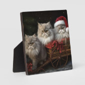 Perzische Kat Snowy Sleigh Kerstmisdecor Fotoplaat (Voorkant)