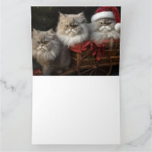 Perzische Kat Snowy Sleigh Kerstmisdecor Kaart (Binnen)