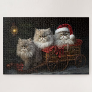 Perzische Kat Snowy Sleigh Kerstmisdecor Legpuzzel