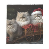 Perzische Kat Snowy Sleigh Kerstmisdecor Notitieblok (Voorkant)
