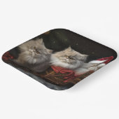 Perzische Kat Snowy Sleigh Kerstmisdecor Papieren Bordje (Gebogen)