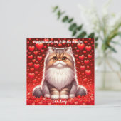 Perzische kat Valentine Purr Feestdagenkaart (Staand voorkant)