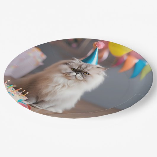 Perzische kat verjaardagsfeestje papieren bordje (Gekanteld)