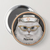 Perzische kat verpleegster ronde button 4,0 cm (Voorkant /achterkant)
