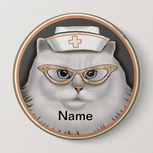 Perzische kat verpleegster ronde button 4,0 cm (Voorkant)