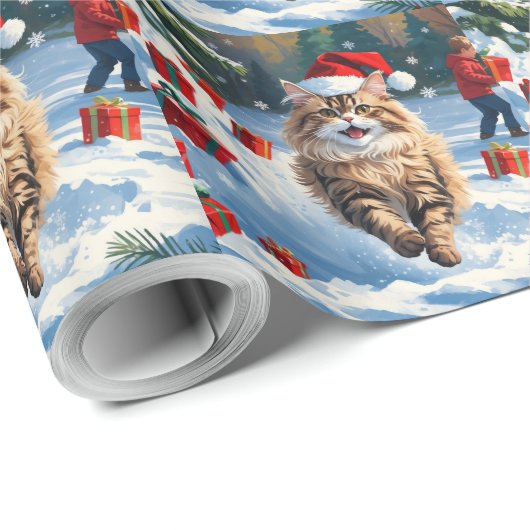 Perzische kat zit in de sneeuw met kerst Pet Cadeaupapier (Rol Hoek)