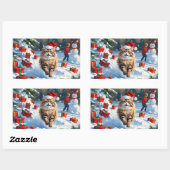 Perzische kat zit in de sneeuw met kerst Pet Rechthoekige Sticker (Vel)