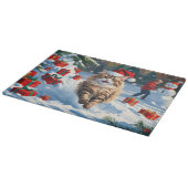 Perzische kat zit in de sneeuw met kerst Pet Snijplank (Hoek)