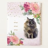 Perzische katillustratie bloemen meisje Dagelijks  Planner (Achterkant)