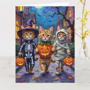 Perzische katten gaan langs voor trick-or-treat H Kaart