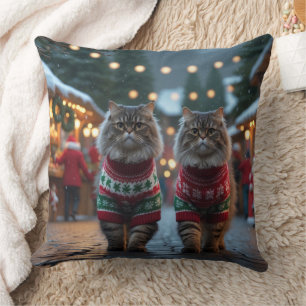 Perzische Katten Kerst Sneeuw Vakantie Kussen