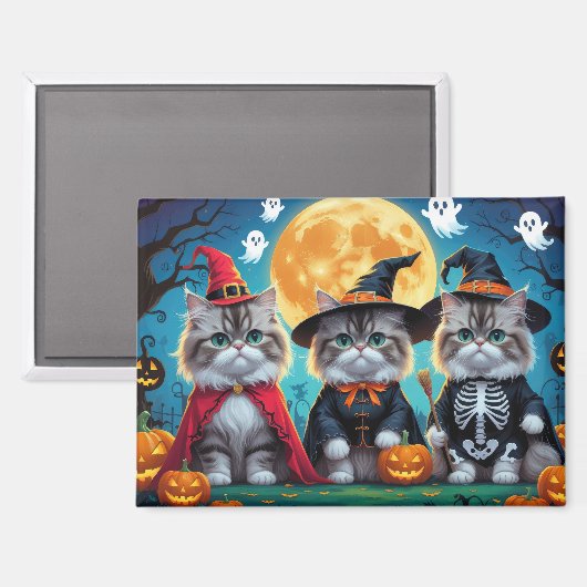 Perzische katten pompoen Halloween grappig Magneet (Voorkant / Achterkant)