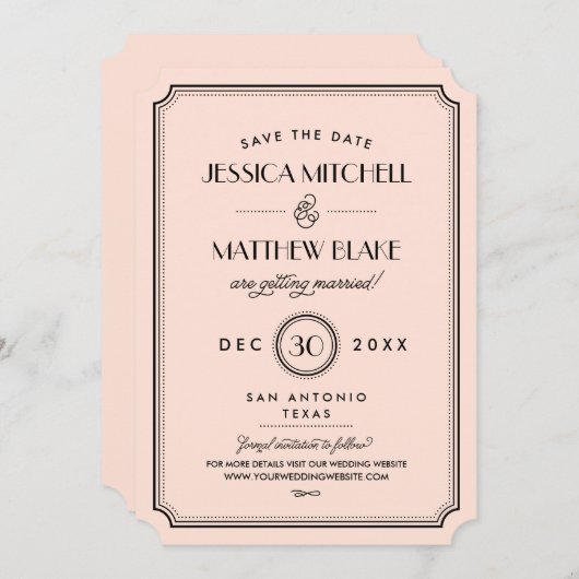  Perzische Kunst Deco Monogram sparen de Datum Save The Date (Voorkant / Achterkant)