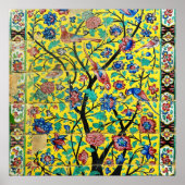 Perzische kunstbloemen en vogelmozaïek Tegel, Iran Poster (Voorkant)
