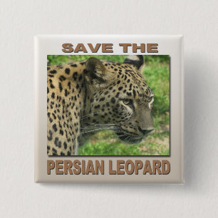 Perzische luipaard vierkante button 5,1 cm