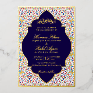 Perzische Mihrab Artistieke Islamitische Trouwdag Folie Uitnodiging