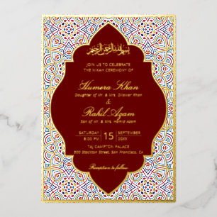 Perzische Mihrab Artistieke Islamitische Trouwdag Folie Uitnodiging