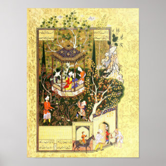 Perzische miniatuur: dief in de boomgaard poster