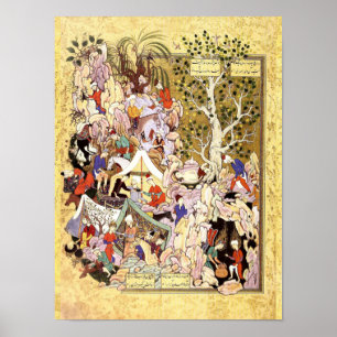 Perzische miniatuur: Yusuf wordt gered uit de put Poster