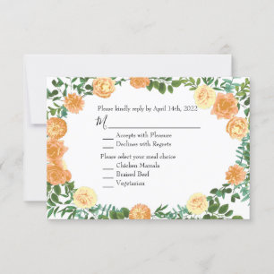 Perzische pony's en Roos Floral Invitation Reply C Kaart