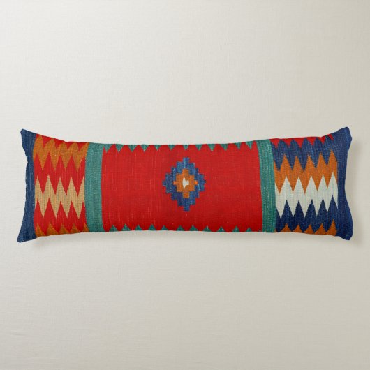 Perzische Safreh I Chevron Blauwgroen Blauwe Woest Lichaamskussen (Voorkant)