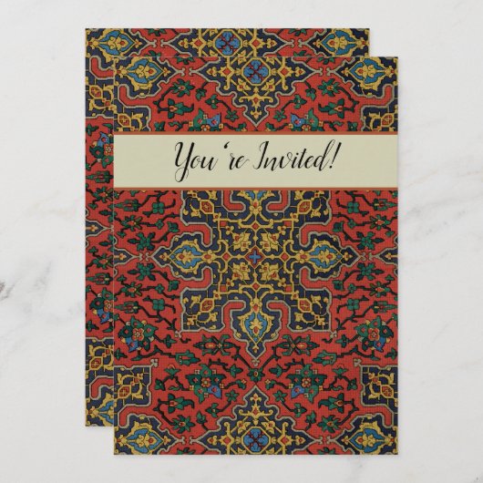 Perzische tapijt rood blauw Classic Kaart (Voorkant / Achterkant)