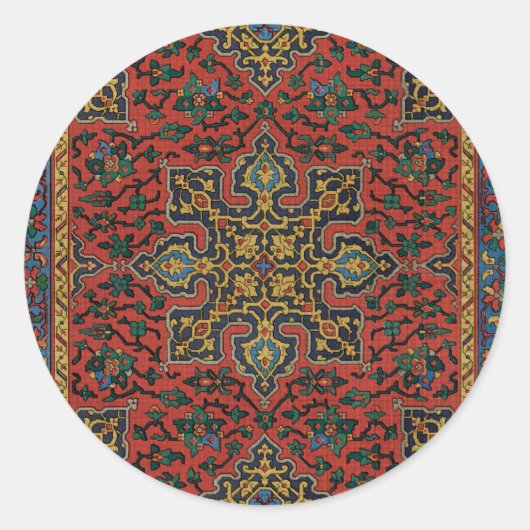 Perzische tapijt rood blauw Classic Ronde Sticker (Voorkant)