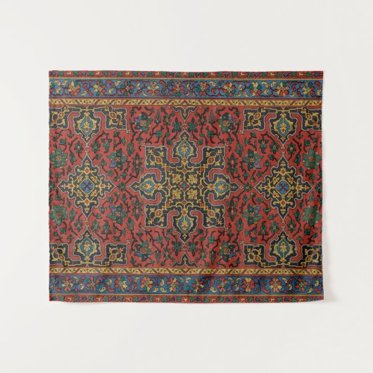 Perzische tapijt rood blauw Classic Wandkleed (Voorkant (horizontaal))