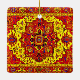 PERZISCHE TAPijt - Rood & Geel Keramisch Ornament