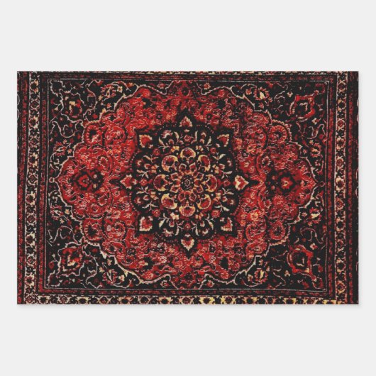 Perzische tapijten in roos gekleurd veld inpakpapier vel (Voorkant)