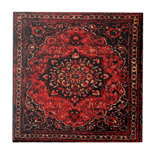 Perzische tapijten in roos gekleurd veld tegeltje