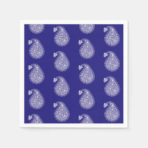 Perzische tegelpaisley - wit op indigo blauw servetten