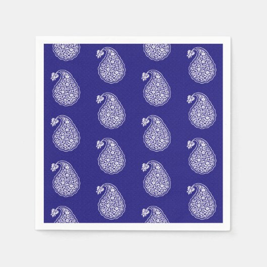 Perzische tegelpaisley - wit op indigo blauw servetten (Voorkant)