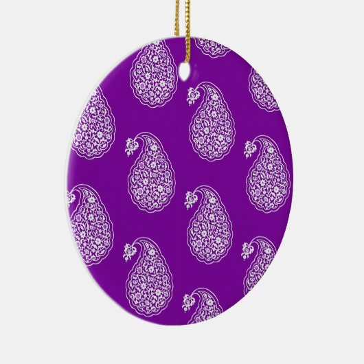 Perzische tegelpaisley - wit op paars keramisch ornament (Rechts)