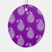 Perzische tegelpaisley - wit op paars keramisch ornament (Links)