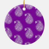 Perzische tegelpaisley - wit op paars keramisch ornament (Achterkant)