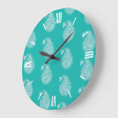 Perzische tegelpaisley - wit op turquoise grote klok (Hoek)