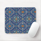 Perzische tegelpatroon muismat – Elegant blauw geo (Met muis)