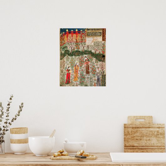 Perzische tuin, 15e eeuw (m/v op papier) poster (Keuken)