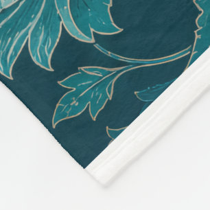 Perzische Tuin Luxe Teal Bloemendamasker Fleece Deken