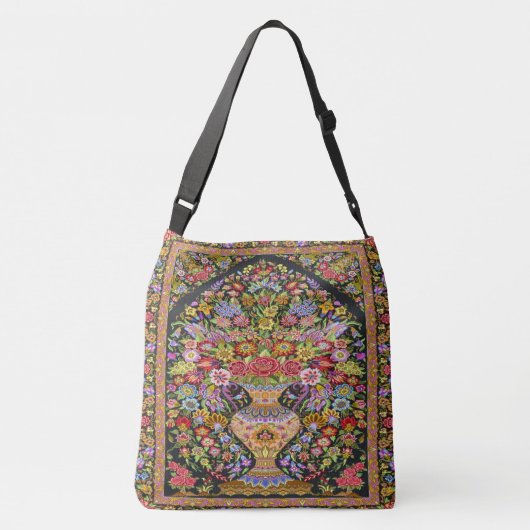 Perzische Turkse Bloemen Mid Century Crossbody Tas (Achterkant)
