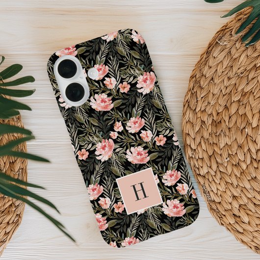 Perzische Waterverf Floral Monogram Case-Mate iPhone Case