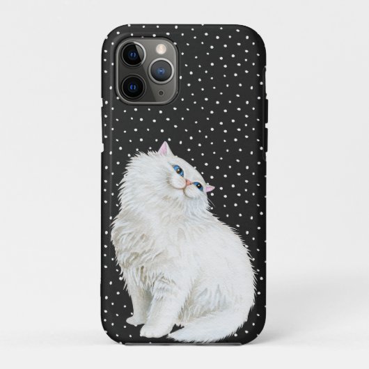 Perzische witte kat op zwart Case-Mate iPhone case (Achterkant)