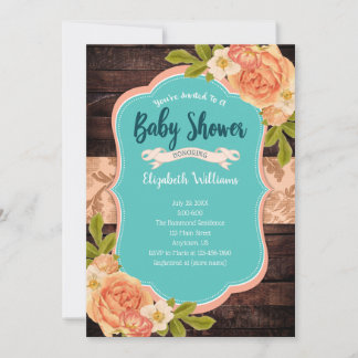 Perzons Baby shower Blauwgroen  van de Waterverf v Kaart