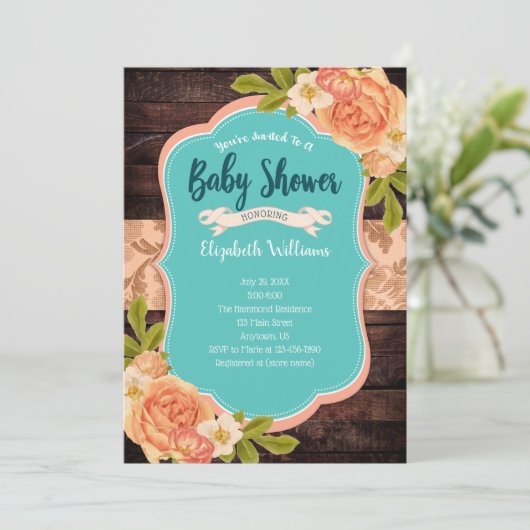 Perzons Baby shower Blauwgroen van de Waterverf v Kaart (Staand voorkant)
