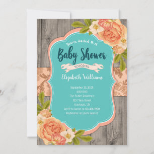 Perzons Baby shower Blauwgroen  van de Waterverf v Kaart