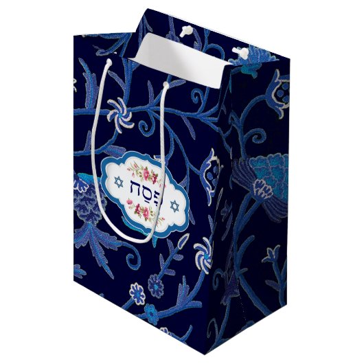 "Pesach" Hebreeuwse SMS Design Passover Cadeaus Medium Cadeauzakje (Voorkant Gekanteld)