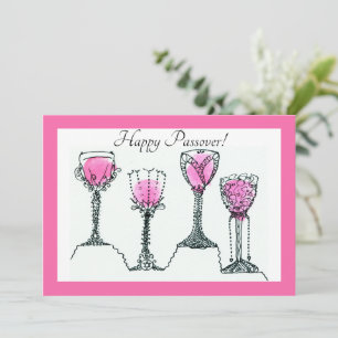 Pesach Pâque 4 Tasses de Vin Carte Vacances Appart