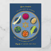Pesach Seder Bord Happy Pesach Avondmaal Folie Uitnodiging (Voorkant)