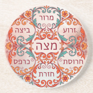 Pesach Seder Bord Hebreeuws Paasfeest Geschenk Ke' Zandsteen Onderzetter